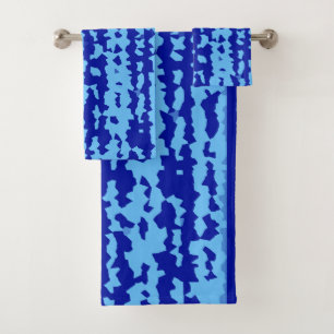 Conjunto De Toalhas Desenho Abstrato Irregular Azul Ciano