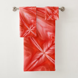 Conjunto De Toalhas Desenho Abstrato Nublado Branco Leitoso Vermelho P