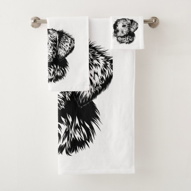 Conjunto De Toalhas Desenho da Cabeça Canina (Insitu)