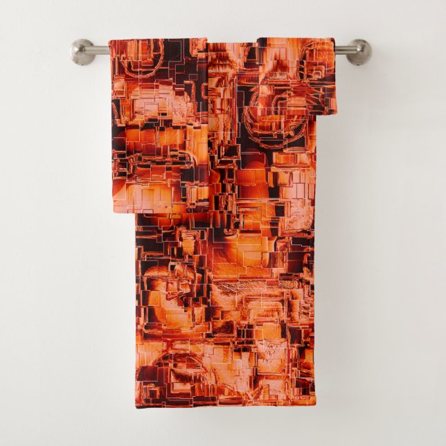 Conjunto De Toalhas Desenho de abstrato em mosaico esculpido em tons d (Insitu)