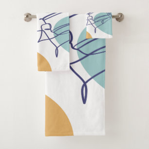 Conjunto De Toalhas desenho de arte linear de pôster de mulher bebendo