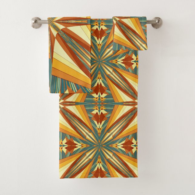 Conjunto De Toalhas Desenho de Cobertor Indiano de Raios de Sol Dourad (Insitu)