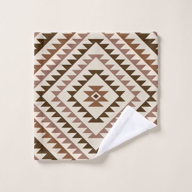 Conjunto De Toalhas Desenho de Motivo de Diamante Azteca Marrons+Cream (Pano de lavar)