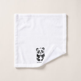Conjunto De Toalhas Desenho de Panda Branco e Preto Minimalista
