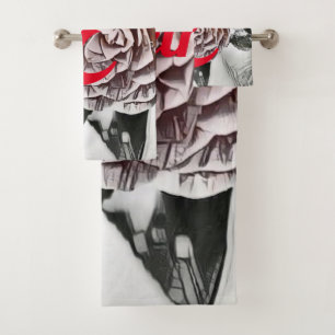 Conjunto De Toalhas Desenho de Rosa congelado nevado