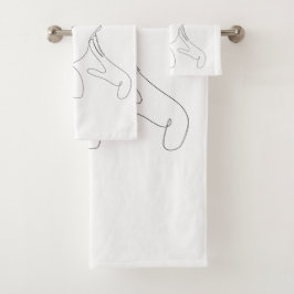 Conjunto De Toalhas Desenho em Linha - Criativo e Frutífero