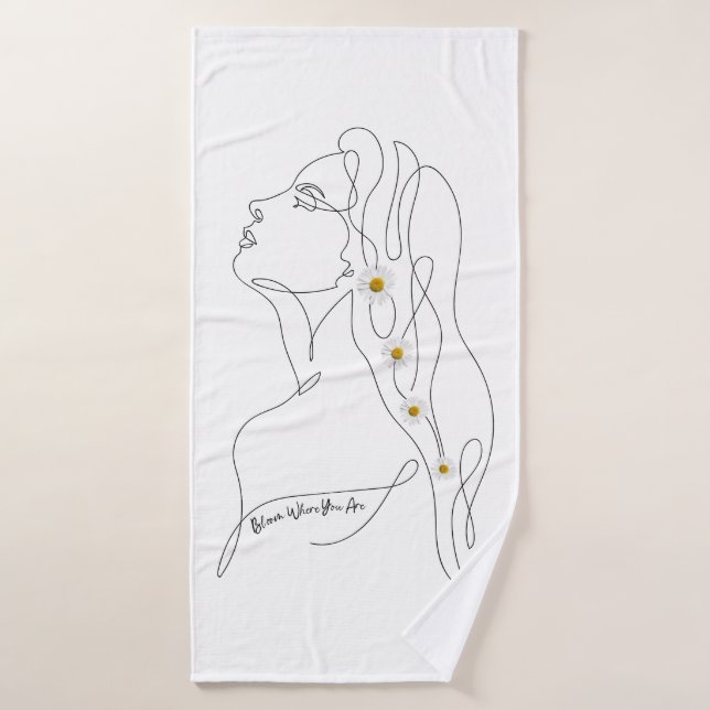Conjunto De Toalhas Desenho em Linha da Arte da Mulher - Bloom onde vo (Toalha de Banho)