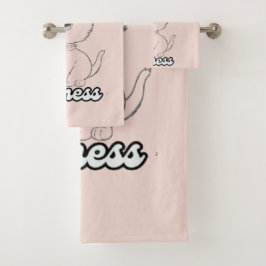 Conjunto De Toalhas Desenho em Linha Negra de Gatinho Doce