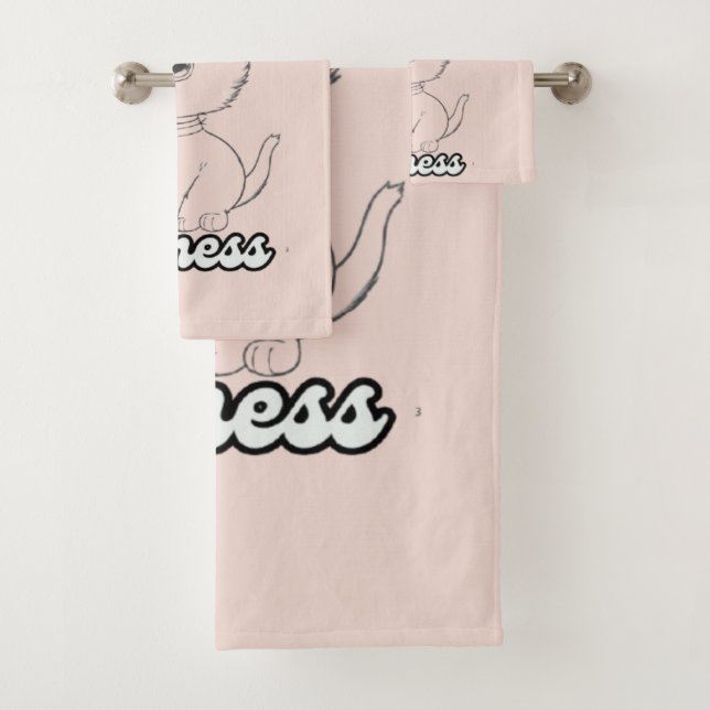 Conjunto De Toalhas Desenho em Linha Negra de Gatinho Doce (Insitu)