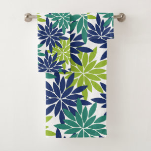 Conjunto De Toalhas Desenho Geométrico Floral Abstrato de Dália