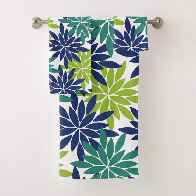 Conjunto De Toalhas Desenho Geométrico Floral Abstrato de Dália (Insitu)