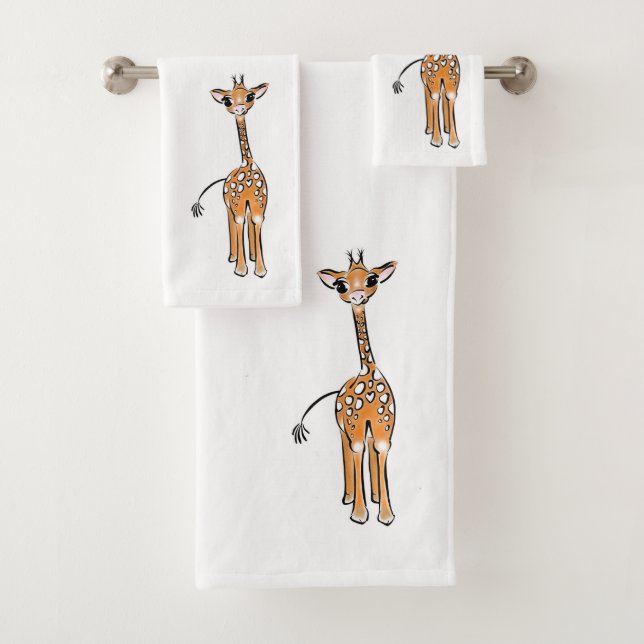 Conjunto De Toalhas Desenho girafa bonito, animais safari (Insitu)