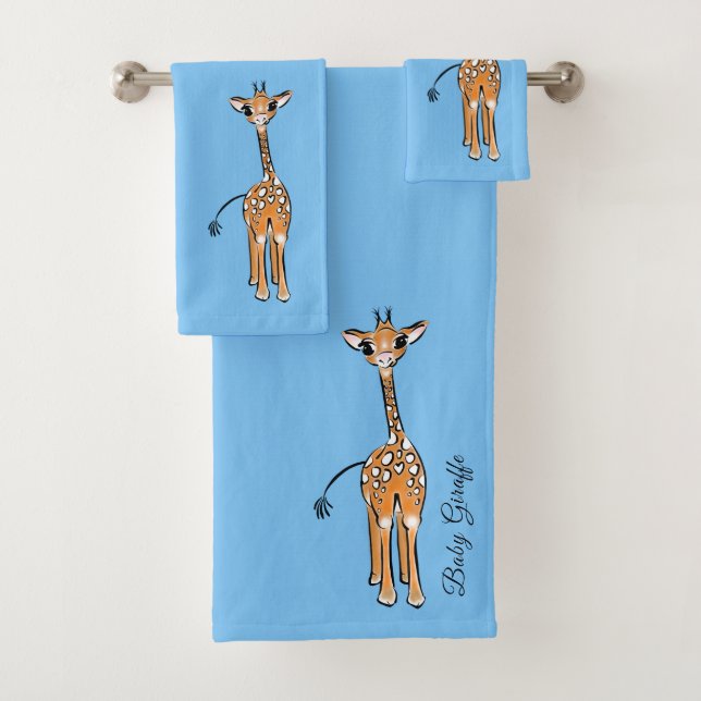 Conjunto De Toalhas Desenho girafa bonito, animais safari (Insitu)