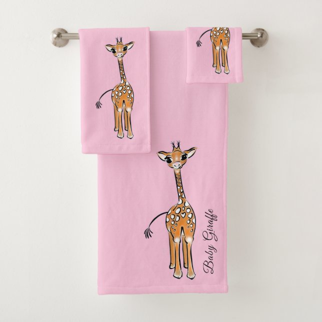 Conjunto De Toalhas Desenho girafa bonito, animais safari (Insitu)