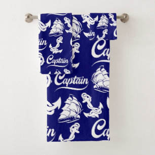 Conjunto De Toalhas Desenho Náutico Âncora Veloz Capitão