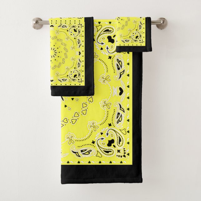 Conjunto De Toalhas desenho oriental amarelo (Insitu)