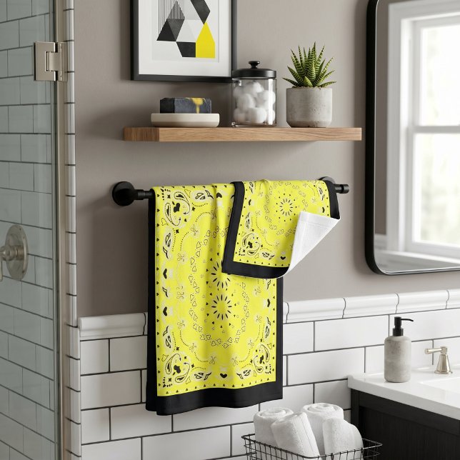 Conjunto De Toalhas desenho oriental amarelo (Criador carregado)