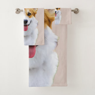 Conjunto De Toalhas Desenho Personalizado do Cão Galês Corgi