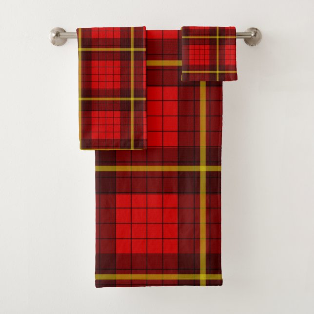 Conjunto De Toalhas Desenho Tartan Vermelho (Insitu)