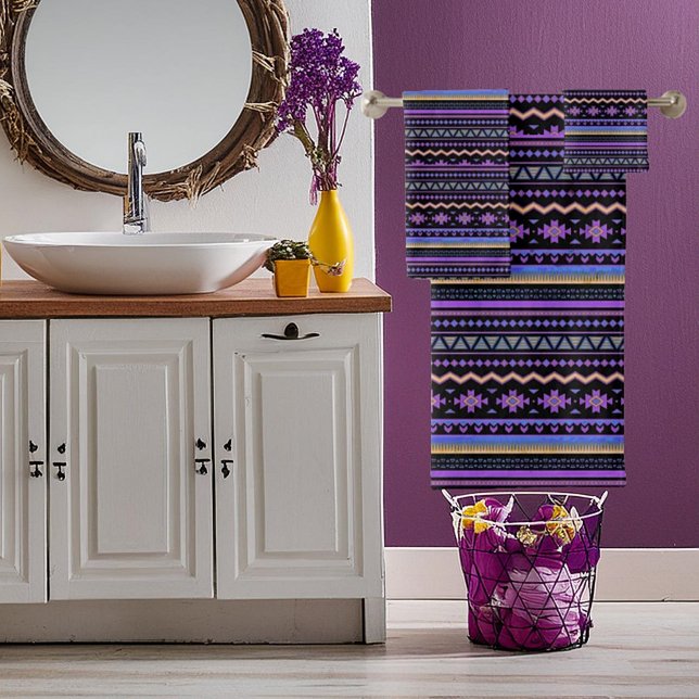 Conjunto De Toalhas Desenho tribal roxo (Criador carregado)