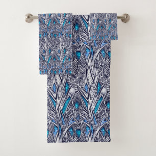 Conjunto De Toalhas Design abstrato azul e lacrimogêneo