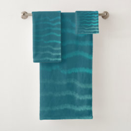 Conjunto De Toalhas Design Abstrato de Onda Turquesa Salgada da Praia