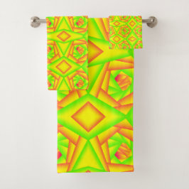 Conjunto De Toalhas Design Abstrato do Ombro Amarelo Laranja Verde Cit