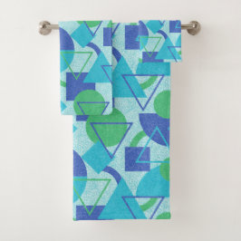 Conjunto De Toalhas Design abstrato verde e azul