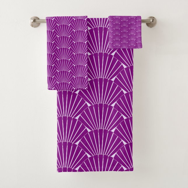 Conjunto De Toalhas Design Art Deco Roxo (Insitu)