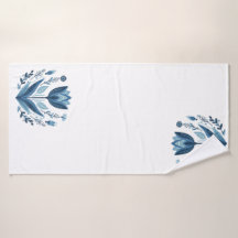 Design Botânico Rustic Blue Tulip Flower Folk