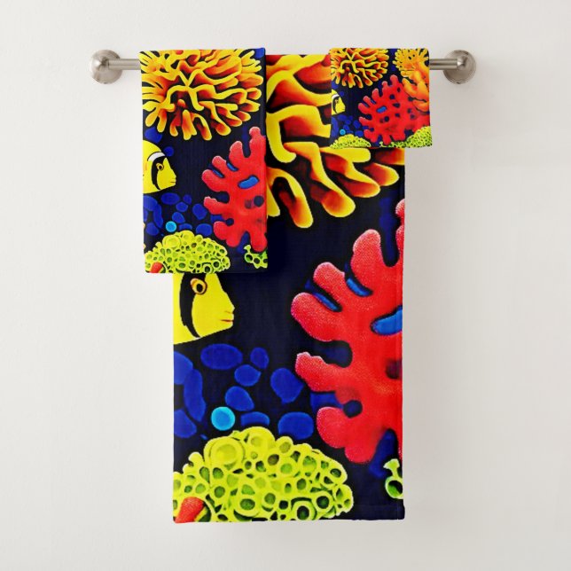 Conjunto De Toalhas Design brilhante de vida de recife subaquático (Insitu)
