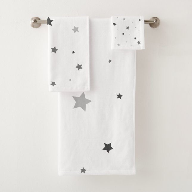 Conjunto De Toalhas Design cinzento das estrelas (Insitu)