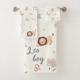 Conjunto De Toalhas Design de astrologia: Leão Zodiac com Aquarela