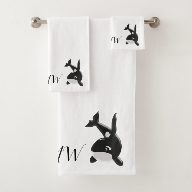 Conjunto De Toalhas Design de baleia monogramada (Insitu)