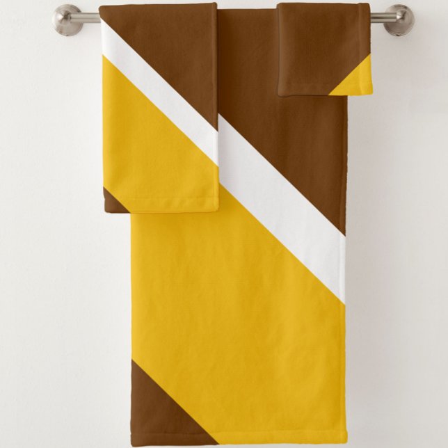 Conjunto De Toalhas Design de Bloco de Cor Marrom-claro amarelo (Criador carregado)