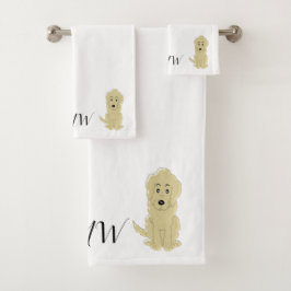 Conjunto De Toalhas Design de Cachorro Amarelo Monograma