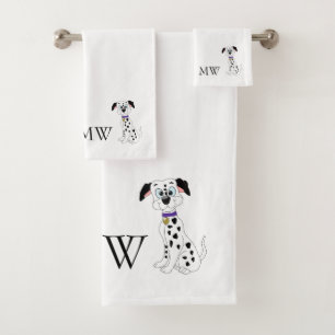 Conjunto De Toalhas Design de Cachorro Dalmático Monograma