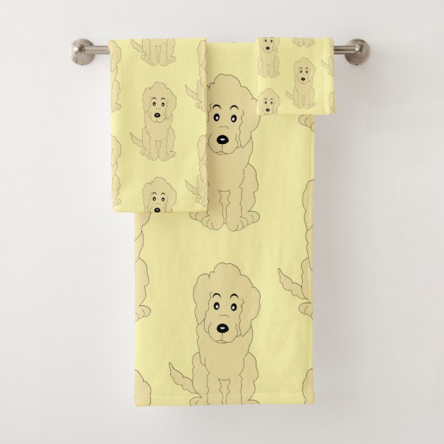Conjunto De Toalhas Design de Cachorro de Goldendoododle Amarelo (Insitu)
