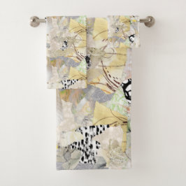 Conjunto De Toalhas Design de Colagem Abstrata Elegante Neutra