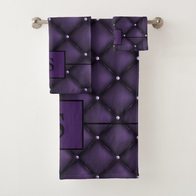 Conjunto De Toalhas Design de Elegante Negro e Roxo Escuro (Insitu)