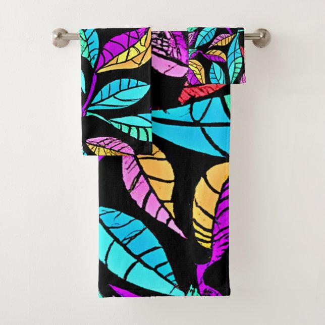 Conjunto De Toalhas Design de Folhas de Vidro Estendidas (Insitu)