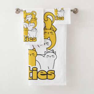 Conjunto De Toalhas Design de Gatinho Chubby - Adorável Arte Gato
