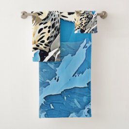 Conjunto De Toalhas Design de Leopardo de Neve Selvagem