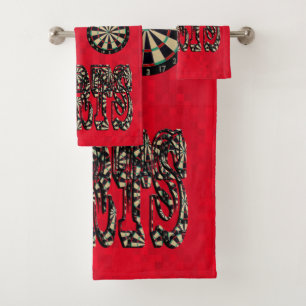 Conjunto De Toalhas Design De Logotipo Red Dartboard E Darts,