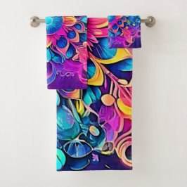 Conjunto De Toalhas Design de Mandala Psicodélico