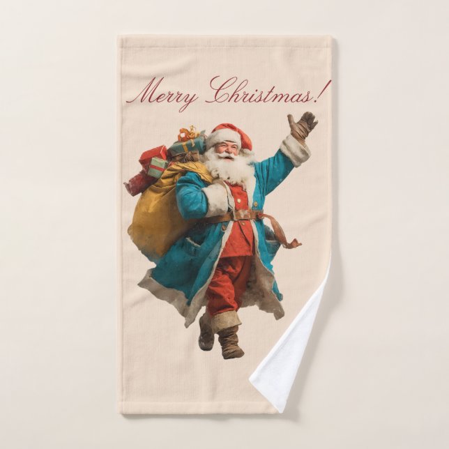 Conjunto De Toalhas Design de Natal Personalizado com Papai Noel Vinta (Toalha de mão)