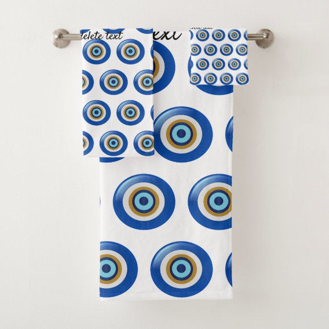 Conjunto De Toalhas Design de Olho Grego Apenas Adicione Texto (Insitu)