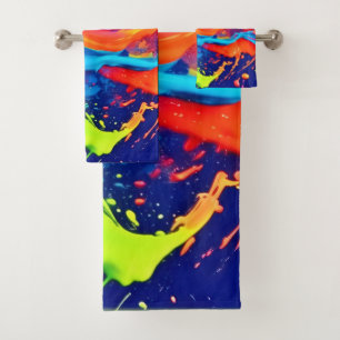 Conjunto De Toalhas Design de Ondas Líquidas com Brilho Neon