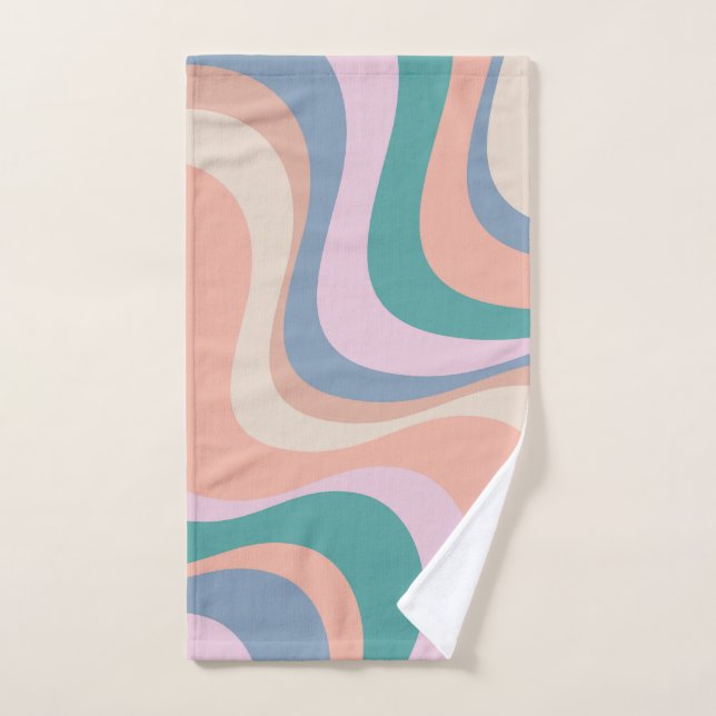 Conjunto De Toalhas Design de ondas retrorreflectoras modernas multico (Toalha de mão)