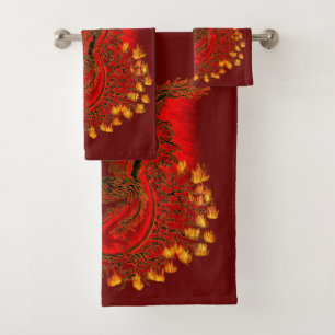 Conjunto De Toalhas Design de ouro e vermelho do Dragão da China
